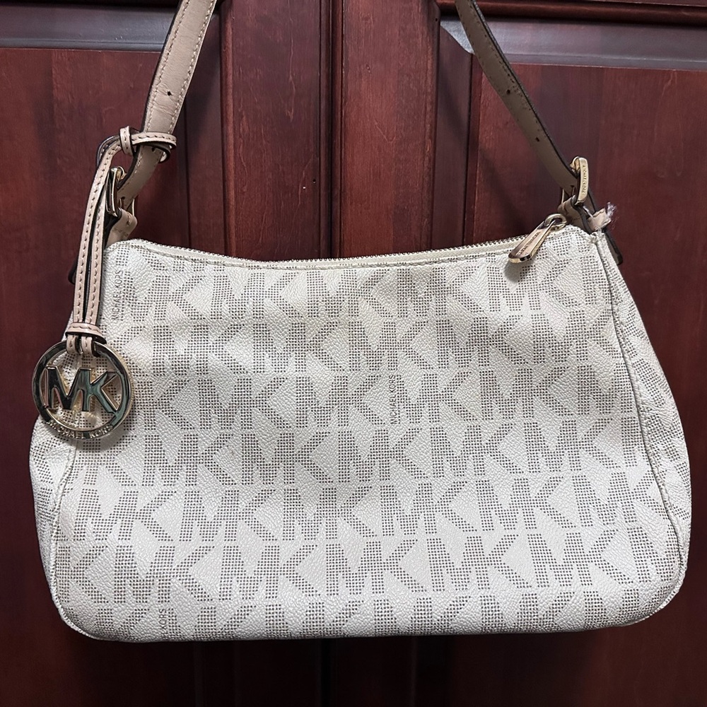 Michael Kors Beige Monogram Shoulder Bag